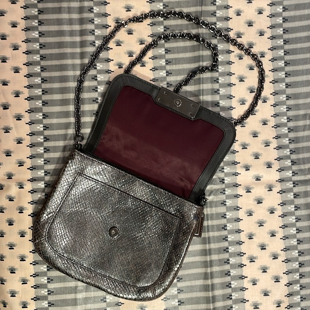 Coach Kristen python gunmetal petite crossbody / clutch bag - Picture 5 of 16